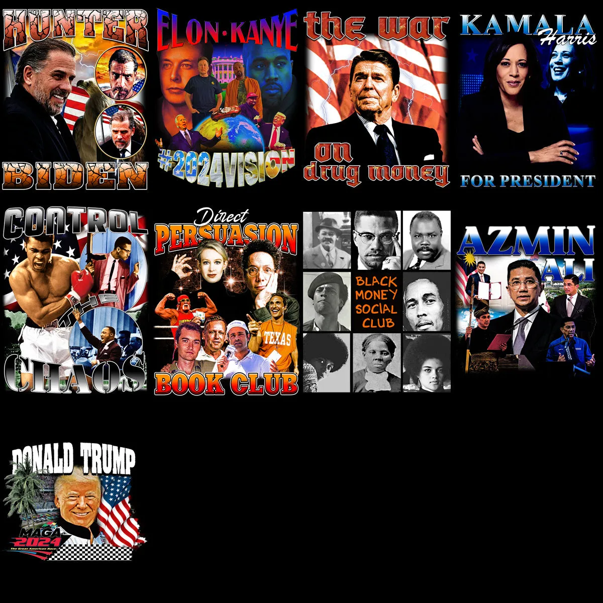 30 Politics Bootleg Designs Bundle PNG
