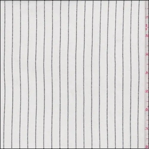 4 1/8 YD PC-Ivory/Black Dotted Stripe Rayon Georgette Fabric
