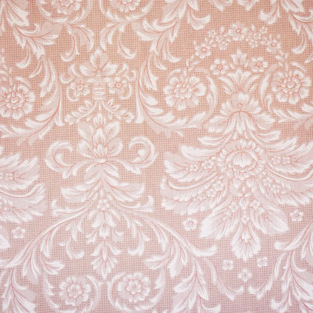 4 YD PC-Dusty Pink-White Baroque Printed Cotton Shirting Woven Fabric