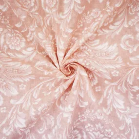 4 YD PC-Dusty Pink-White Baroque Printed Cotton Shirting Woven Fabric