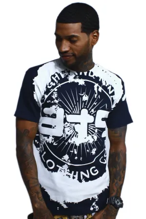 All Over Grunge Navy Logo T Shirt