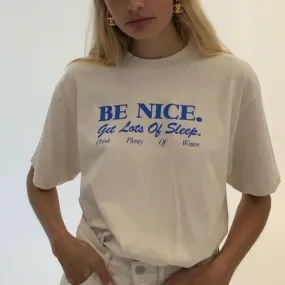 Be Nice Graphic Tee – Women's Oversized Aesthetic T-Shirt, Inspirational Quote Harajuku Tumblr Grunge Top
