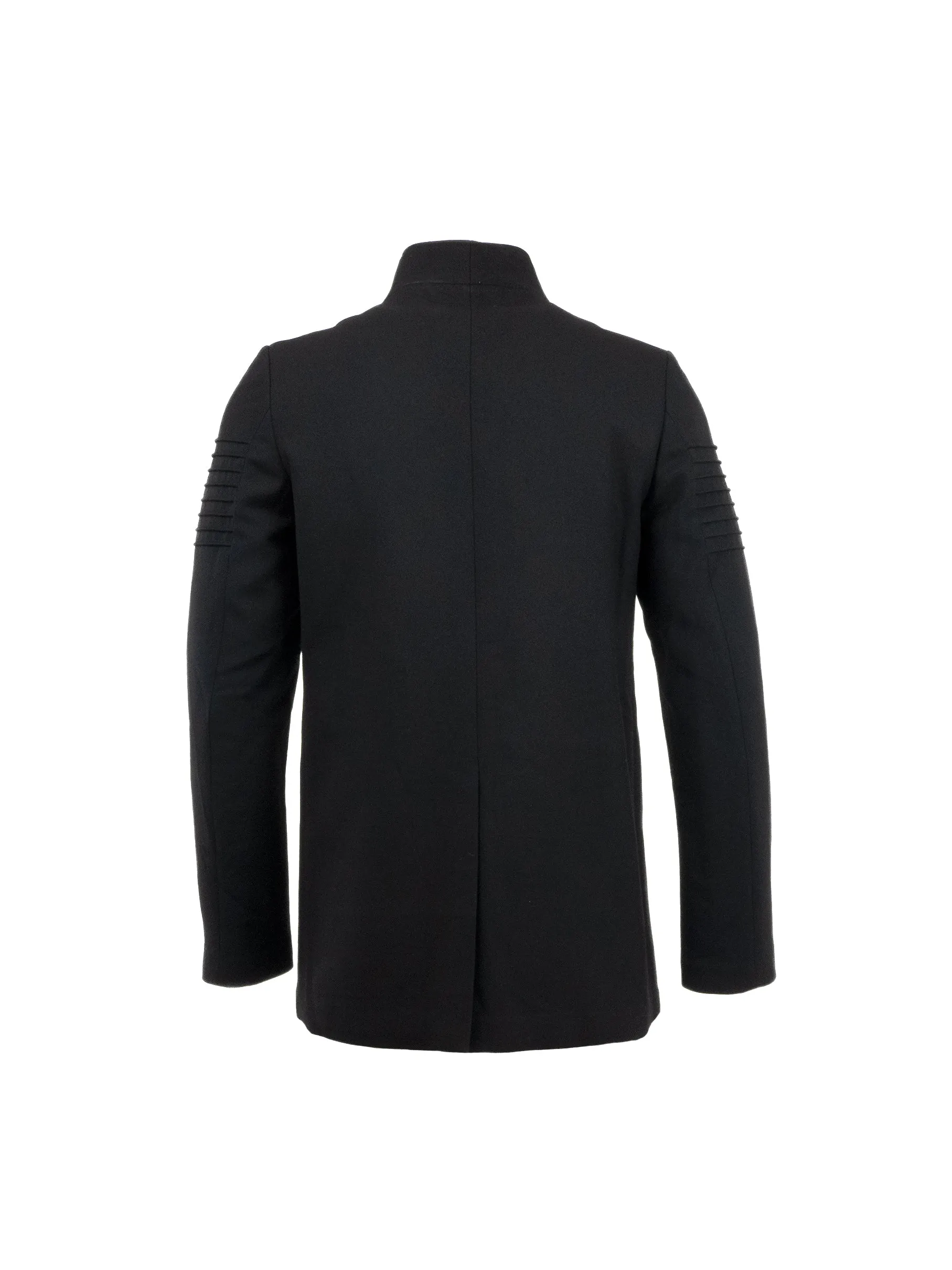 Black Wool Overcoat with Subtle Distressing