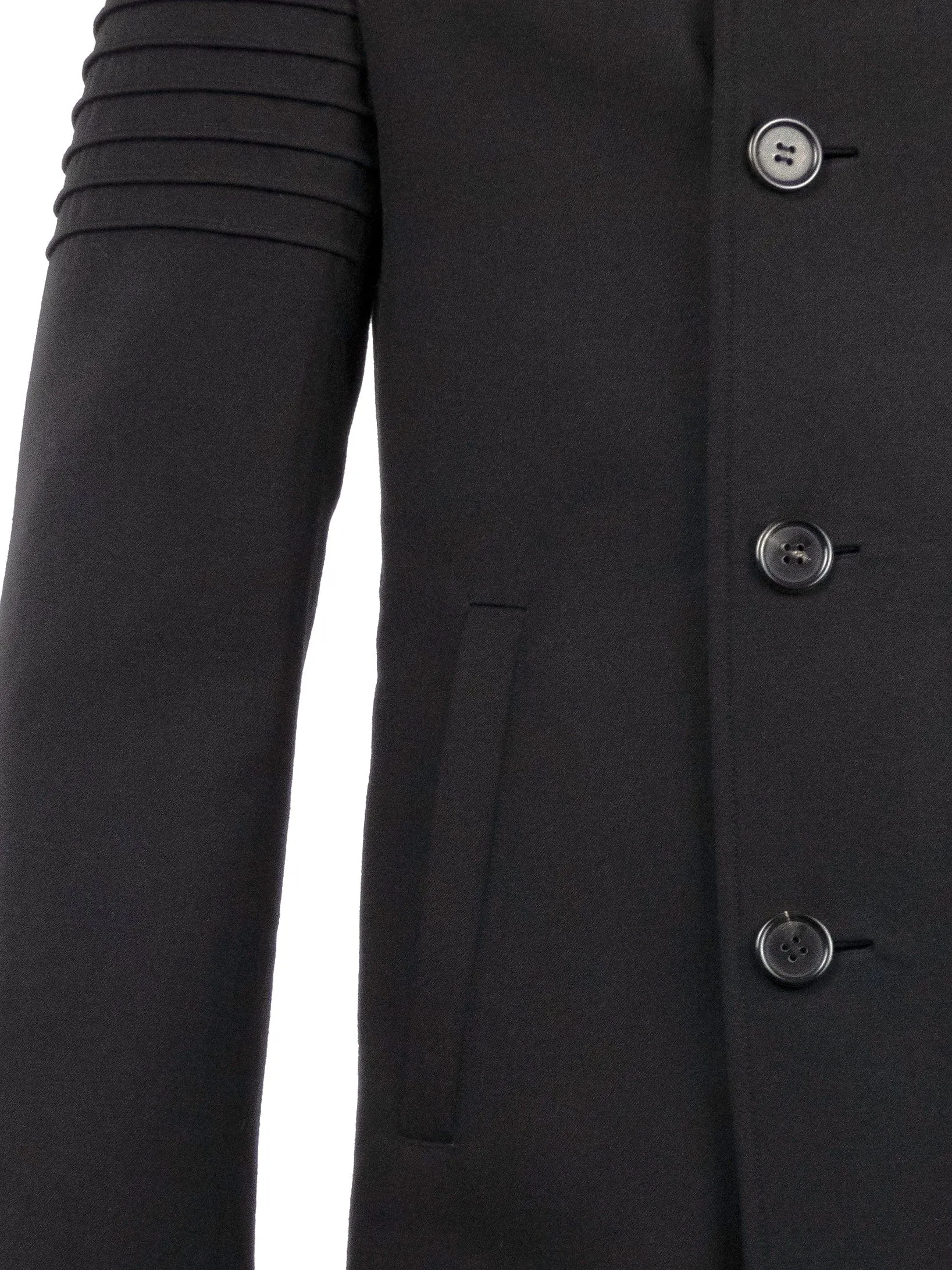 Black Wool Overcoat with Subtle Distressing