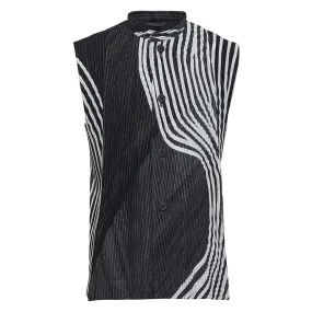 Body Movement Pleats Stand Collar Vest