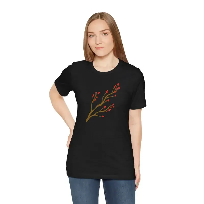 Bold Red Flower Tee Jersey Short Sleeve