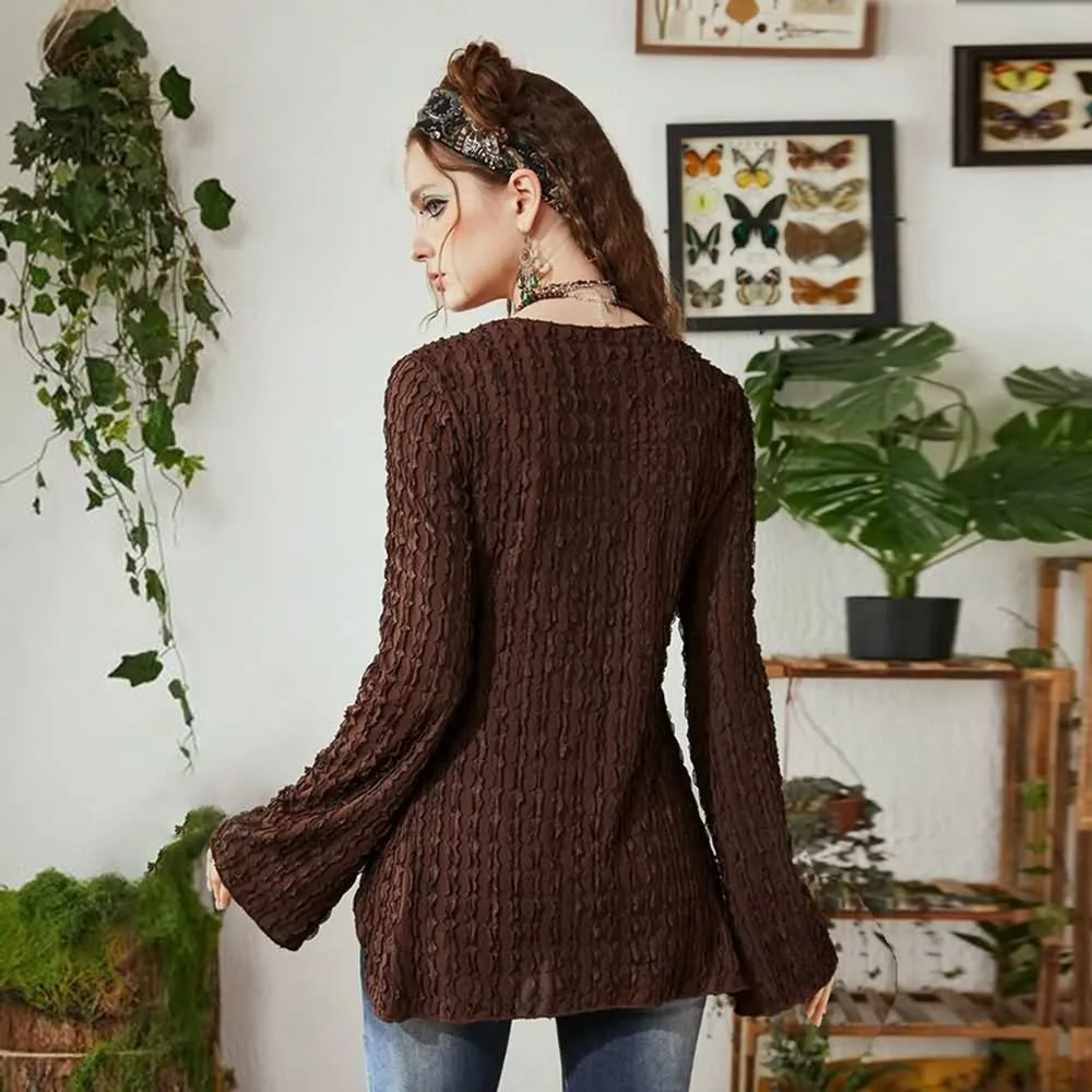 Brown Fairy Grunge Butterfly Long Sleeve Top