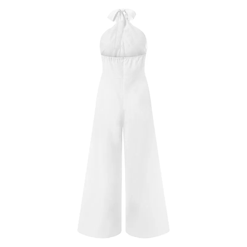 Casual Halter Off Shoulder Wide Leg Jumpsuit