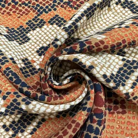 Copper Multi Snakeskin Animal Print Poly Georgette Fabric