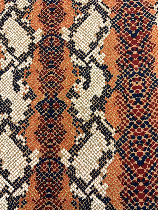 Copper Multi Snakeskin Animal Print Poly Georgette Fabric