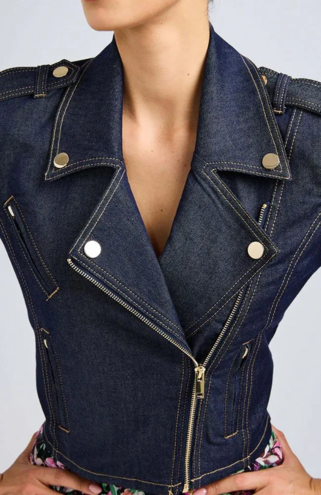 Cosita Sheen Denim Moto Jacket