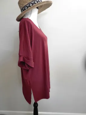 Cuffed  Curvy Short Sleeve Rust Top