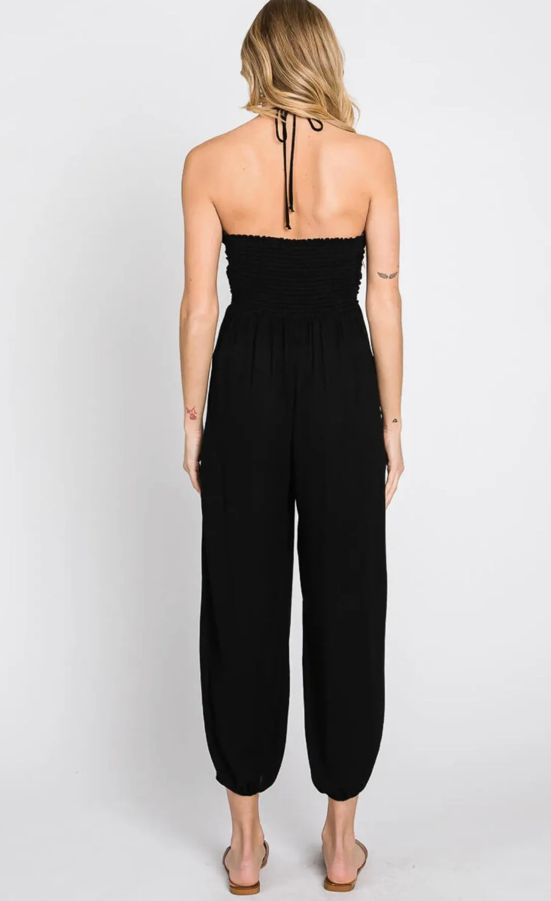 Deep V-Neck Jogger Style Jumpsuit