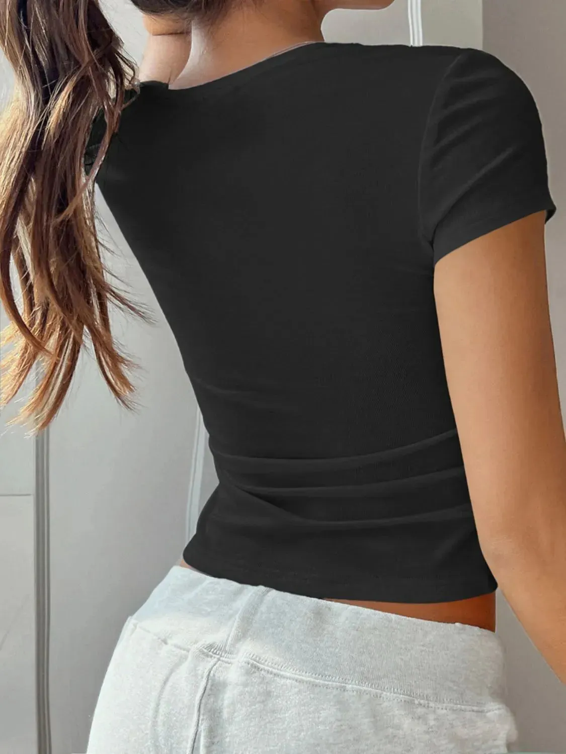 Devine Button Detail Short Sleeve T-Shirt