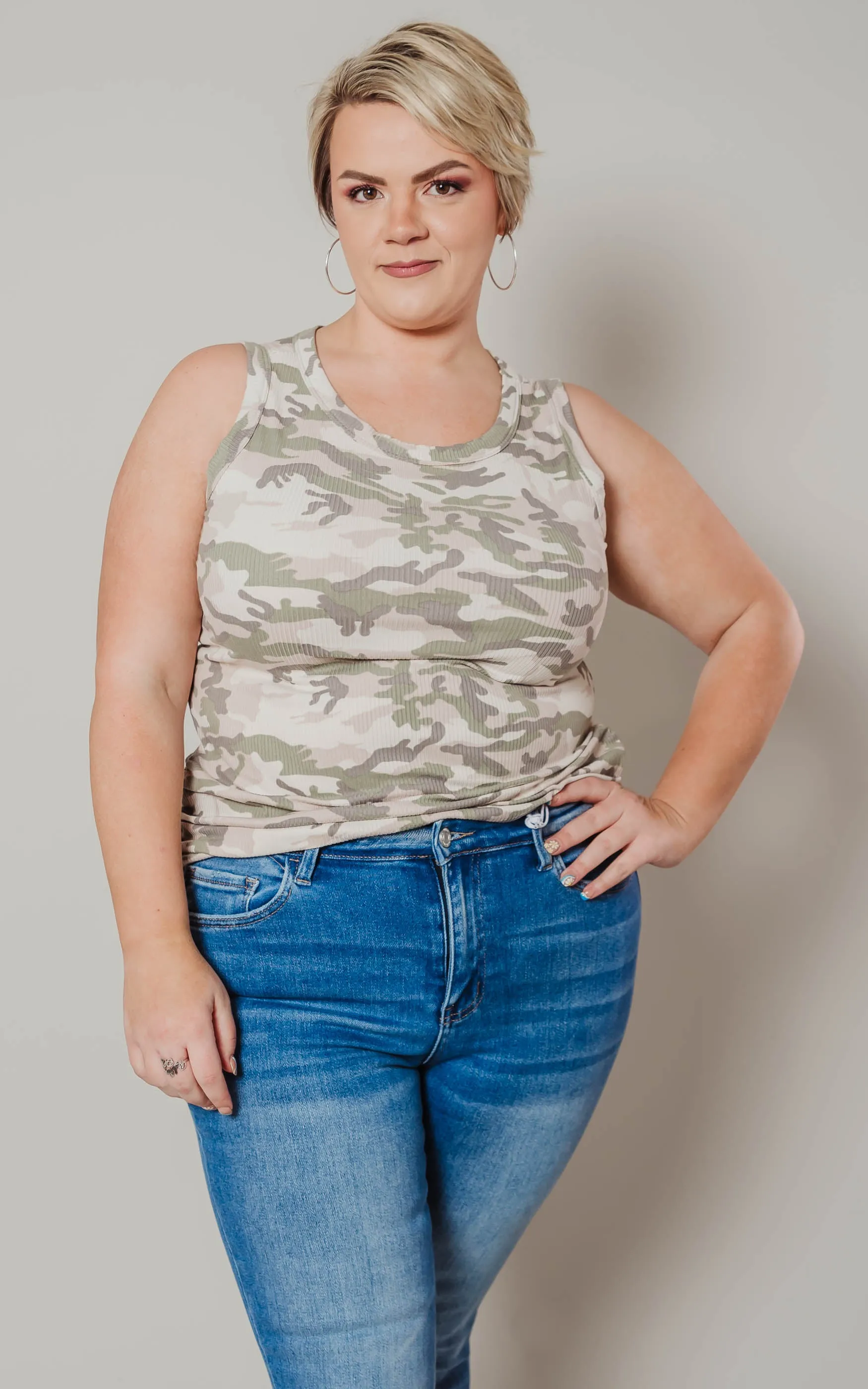 Dusty Pink Camo Tank Top - Final Sale