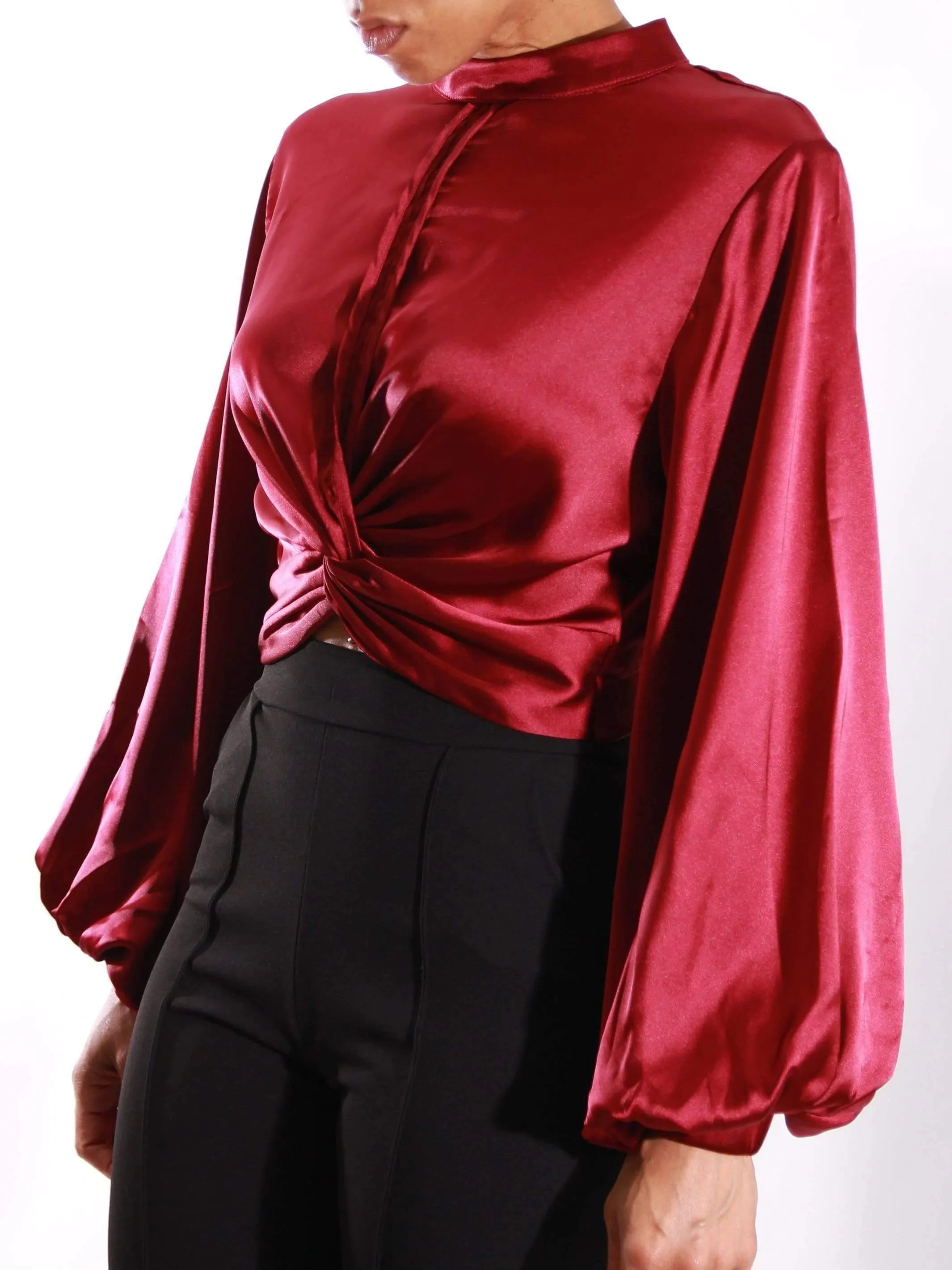 Effortless Movement | Satin Twist Front Top