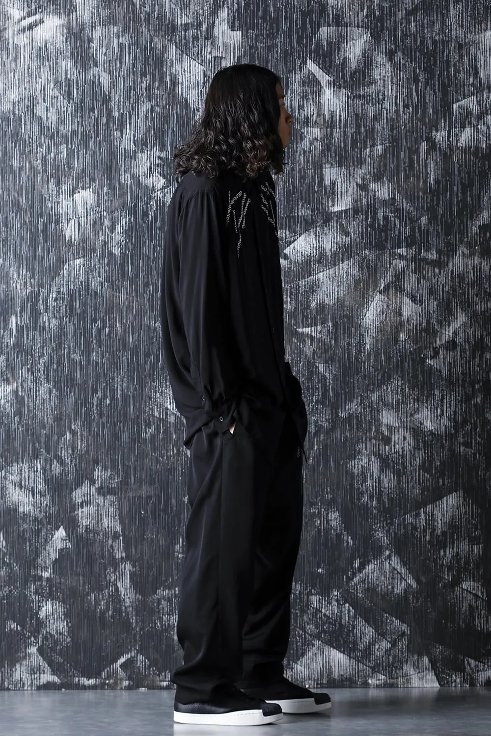 Embroidery Fine string Wool gabardine Pants