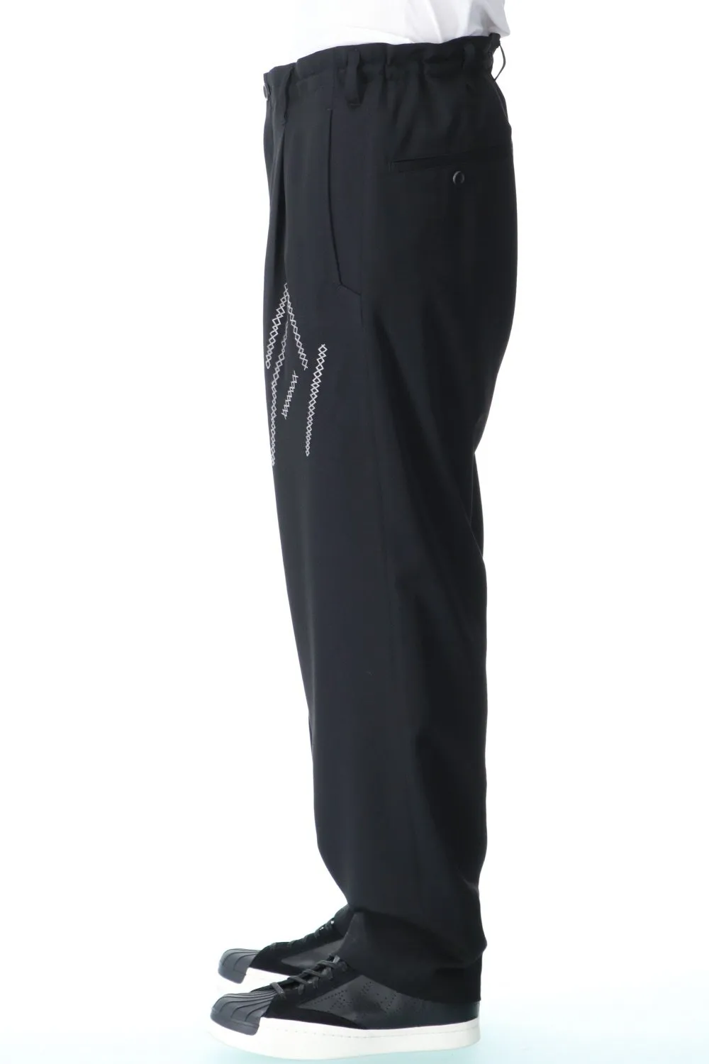 Embroidery Fine string Wool gabardine Pants
