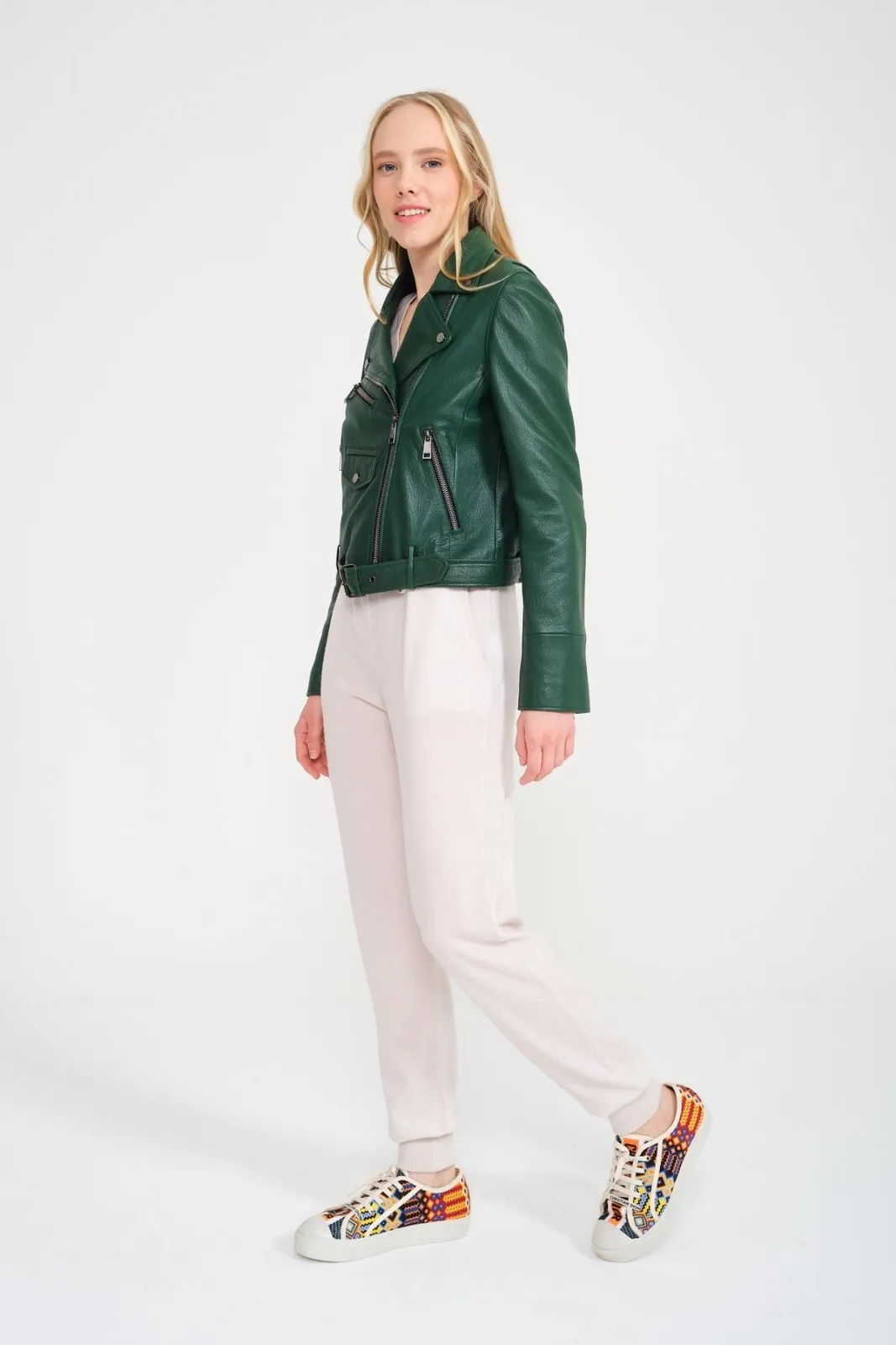 Emerald Green Leather Jacket