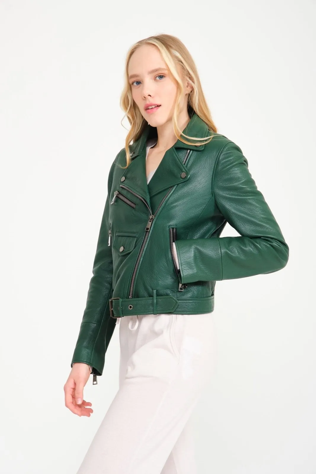 Emerald Green Leather Jacket