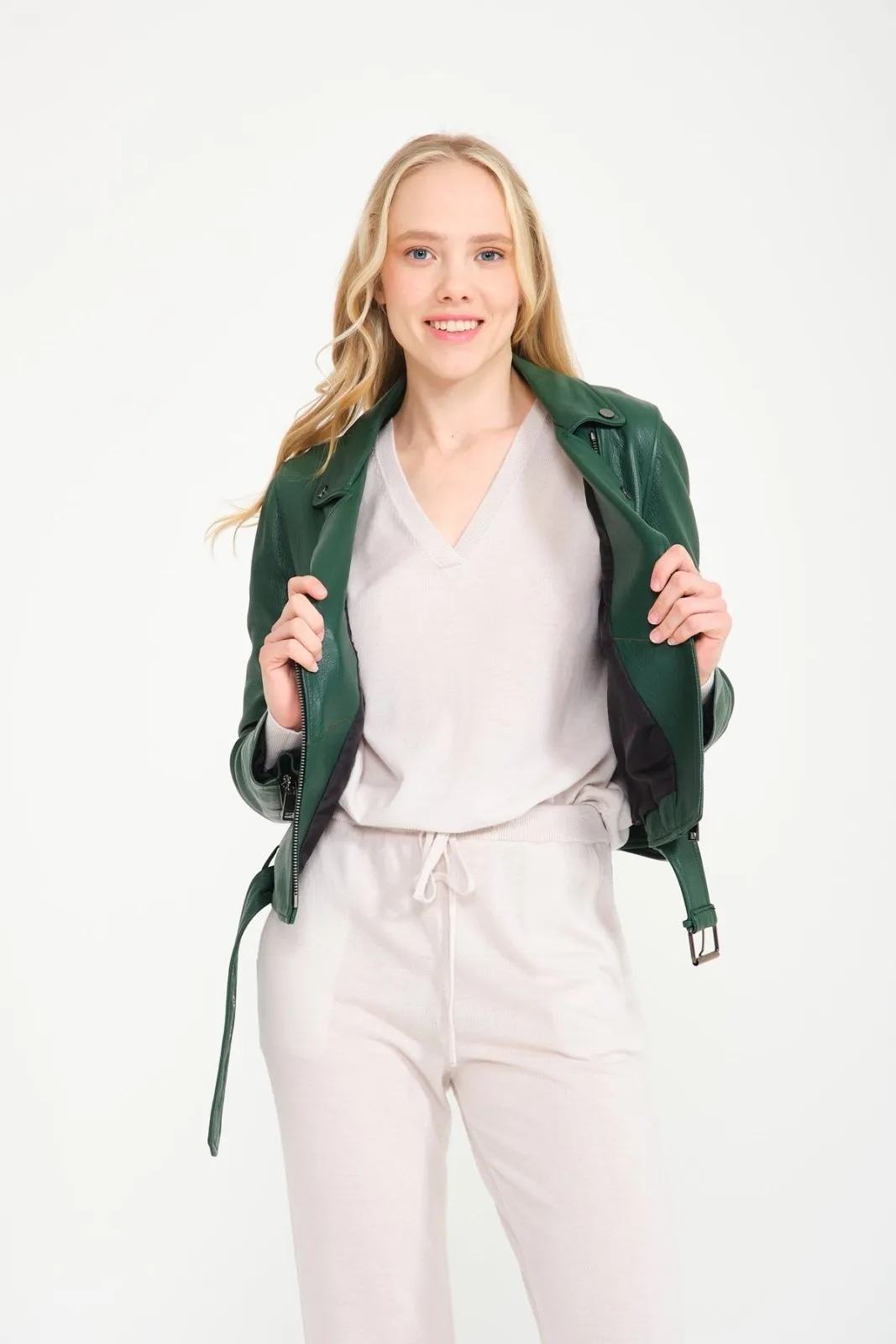 Emerald Green Leather Jacket