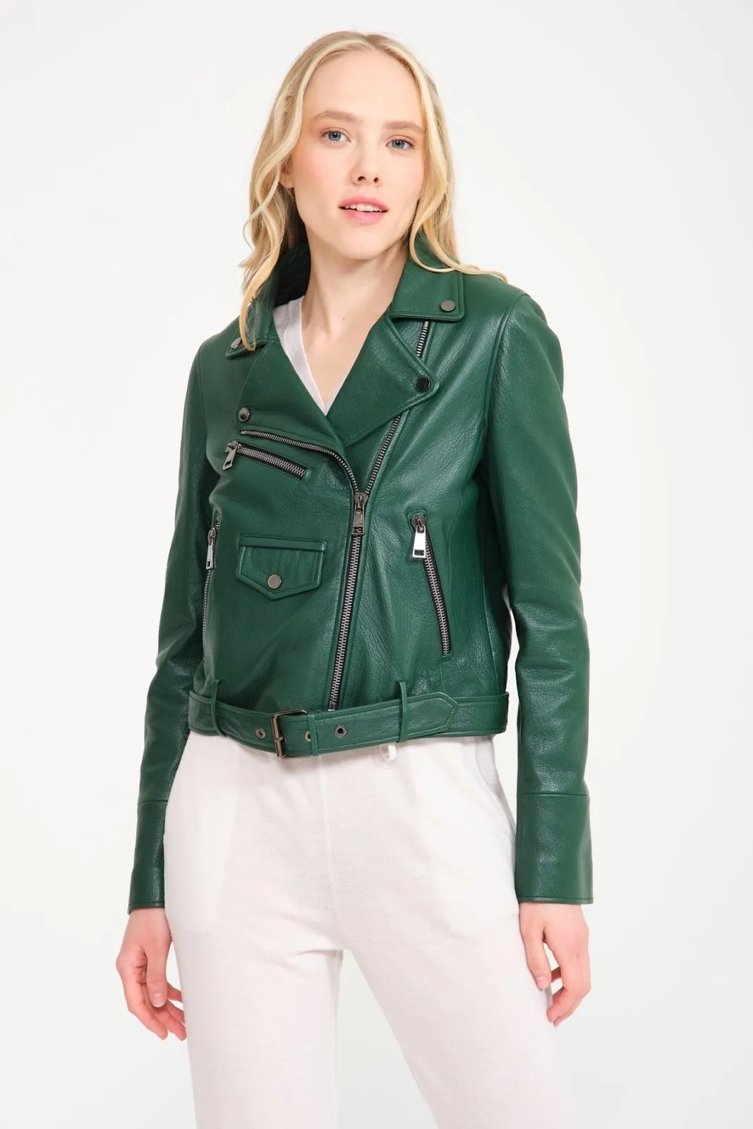 Emerald Green Leather Jacket