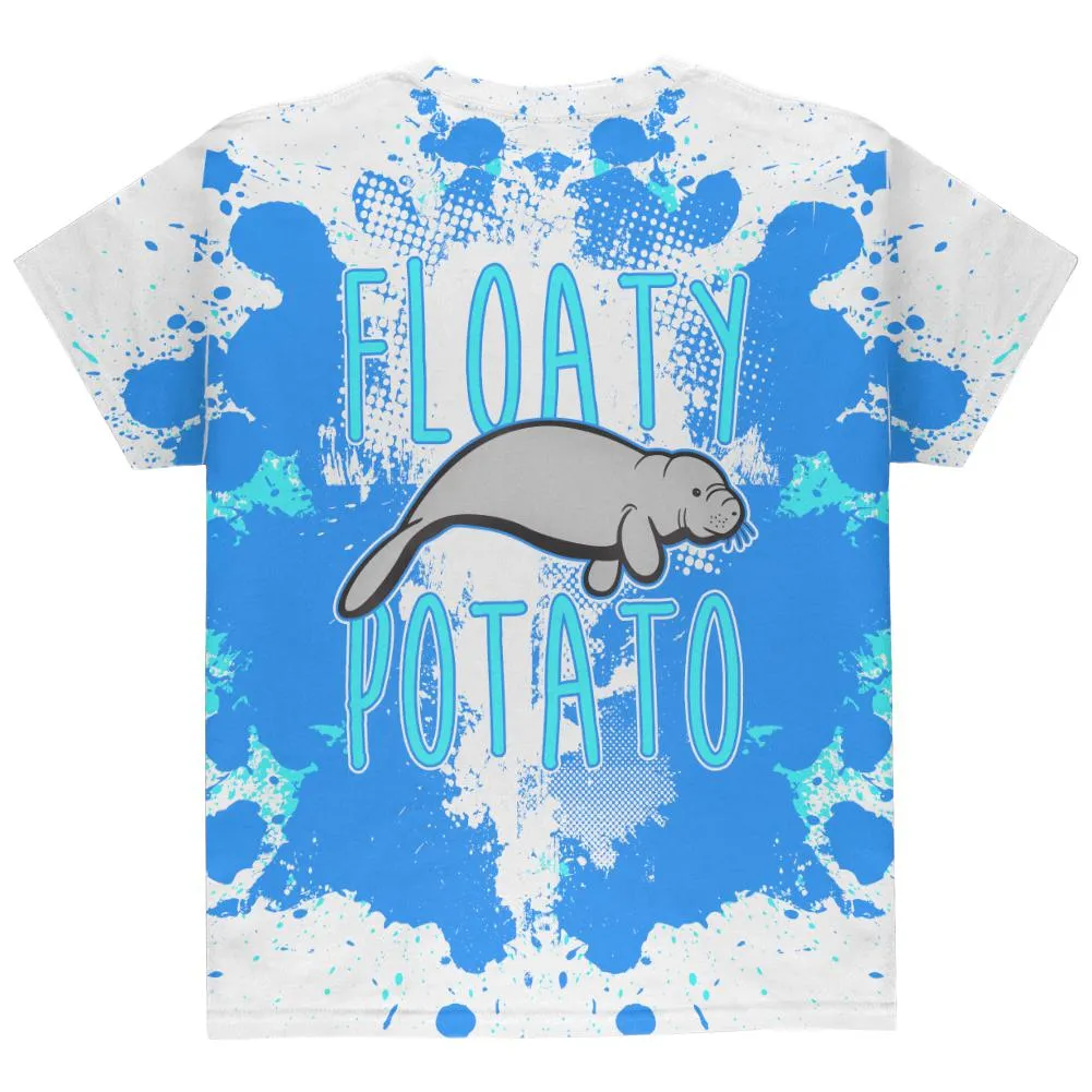 Floaty Potato Manatee Funny Grunge Splatter All Over Youth T Shirt