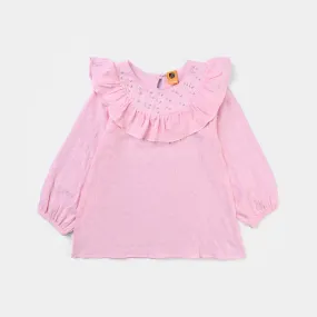 Girls Poly Cotton Casual Top Antlers-Pink