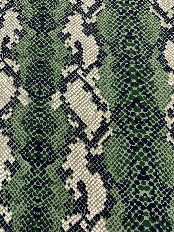 Green Multi Snakeskin Animal Print Poly Georgette Fabric