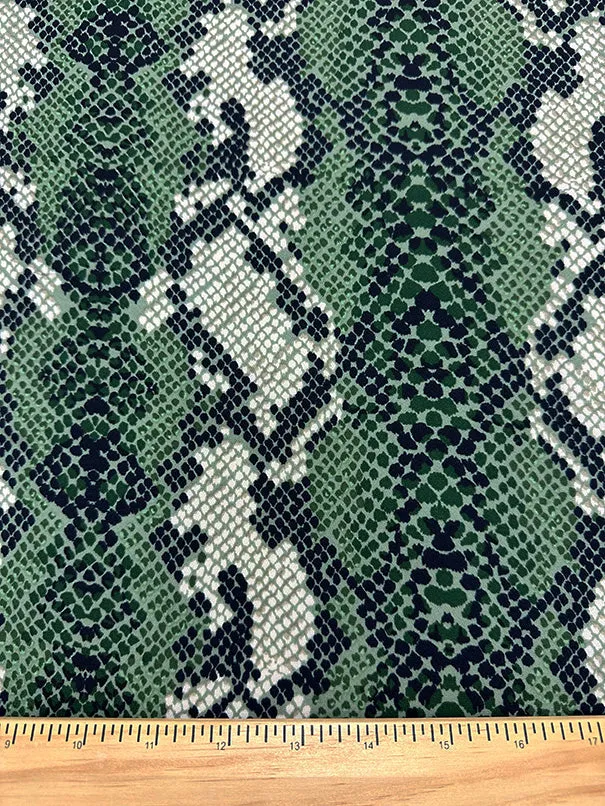 Green Multi Snakeskin Animal Print Poly Georgette Fabric