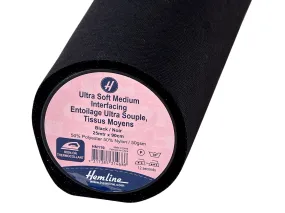 Hemline Super-Soft Medium Iron-on Interfacing (HN119) - Black - by the metre