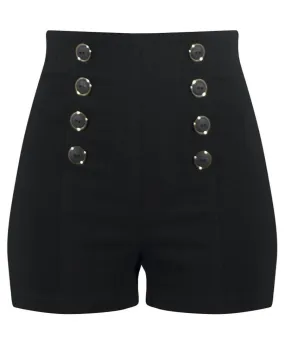 High Waisted Pin Me Up Shorts in Black