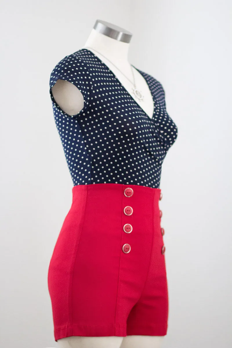 High Waisted Pin Me Up Shorts in Black