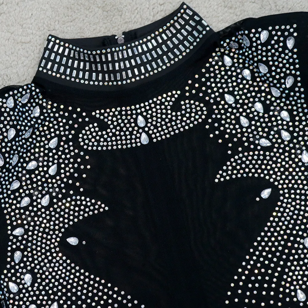 Hot Drill Mesh Shoulder Jumpsuit