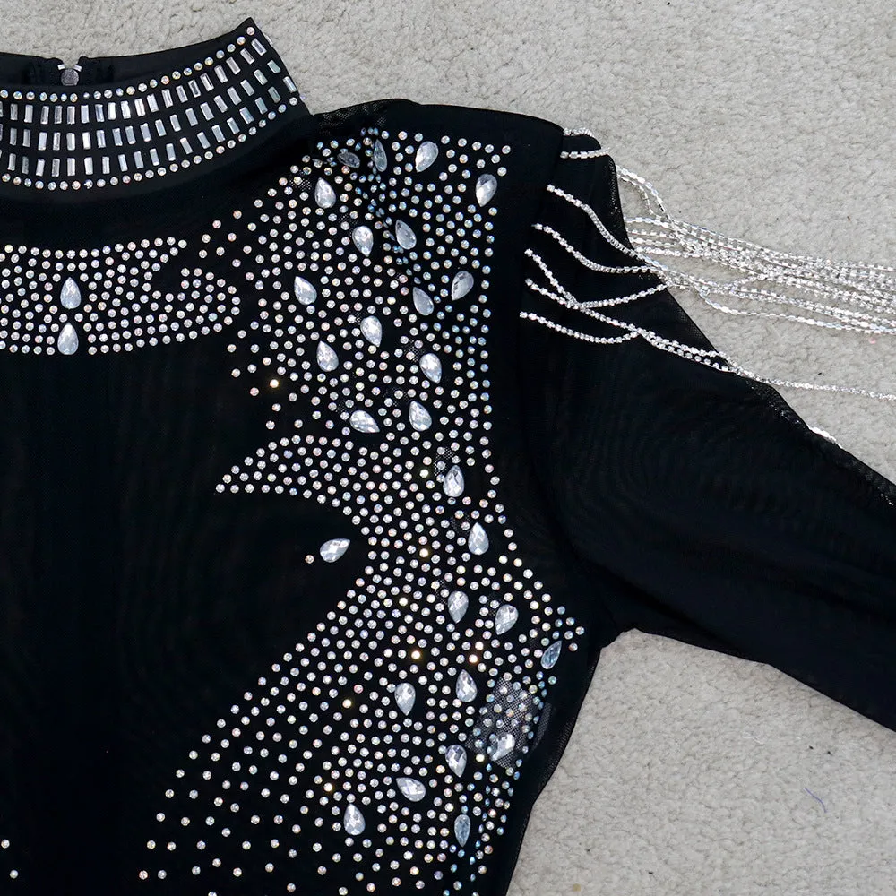 Hot Drill Mesh Shoulder Jumpsuit