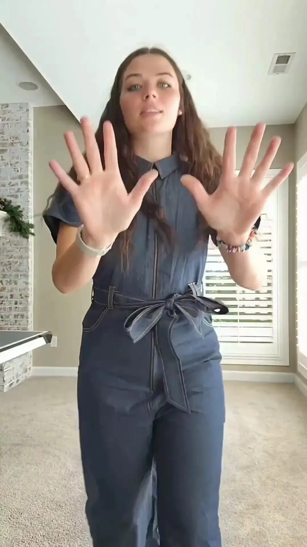 Indigo Cotton Denim Front Zipper Safari Jumpsuit