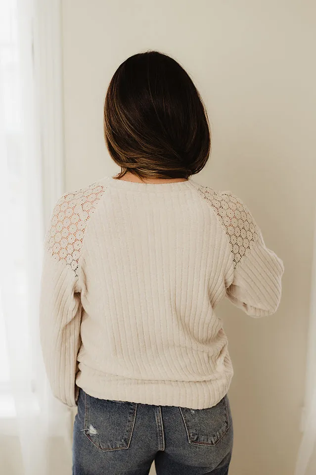 Lace & Buttons Ribbed Top