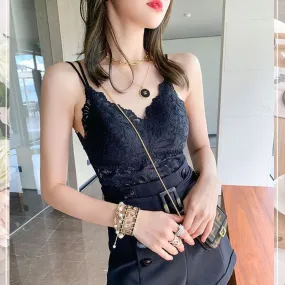 Lace Bare Back Bra One Piece Strap Flattering Outdoor Bralette Anti-Exposed Sexy Women