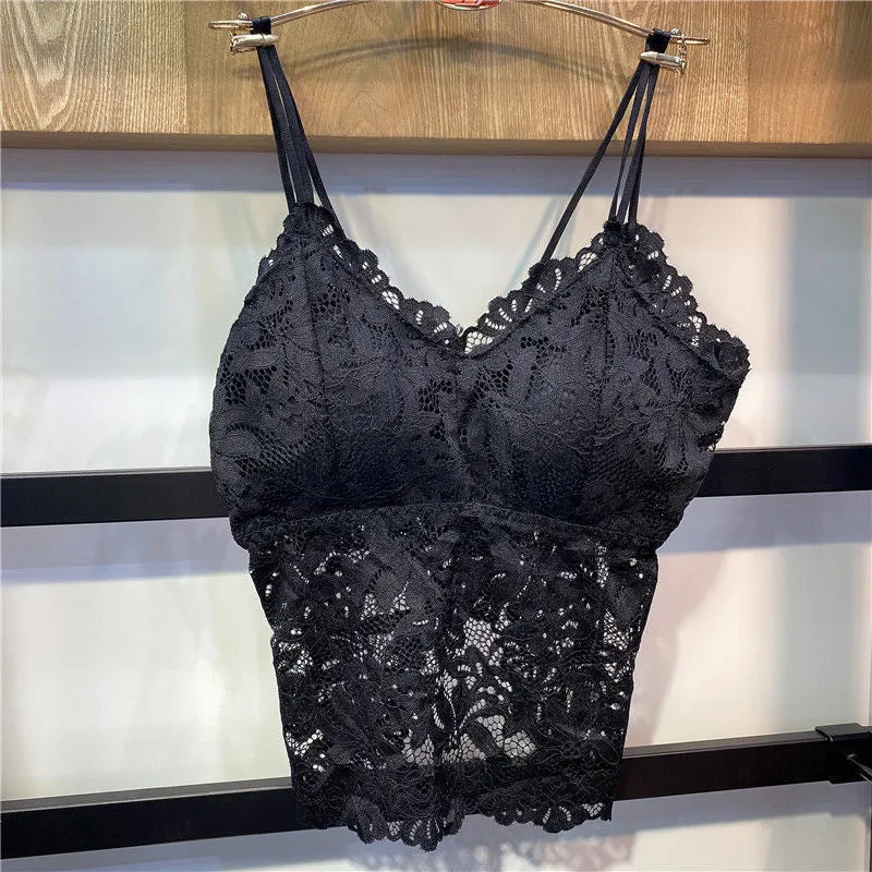 Lace Bare Back Bra One Piece Strap Flattering Outdoor Bralette Anti-Exposed Sexy Women