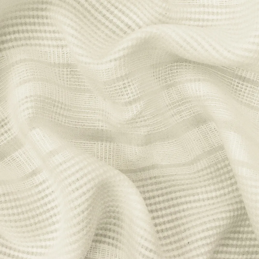 Light Ivory Famous Maker Cotton-Rayon Semi-Sheer Striped Dobby Fabric