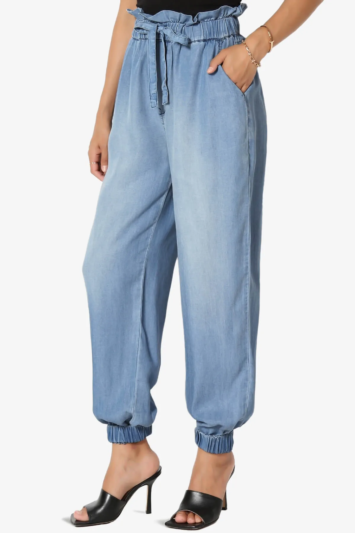 Lilah High Waist Chambray Jogger Pants