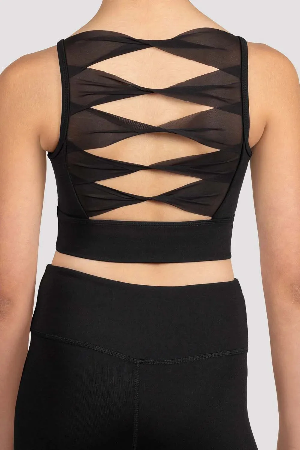 M1250C - Girls Mirella Black Glow Girl Twist Back Crop Top - Select Size