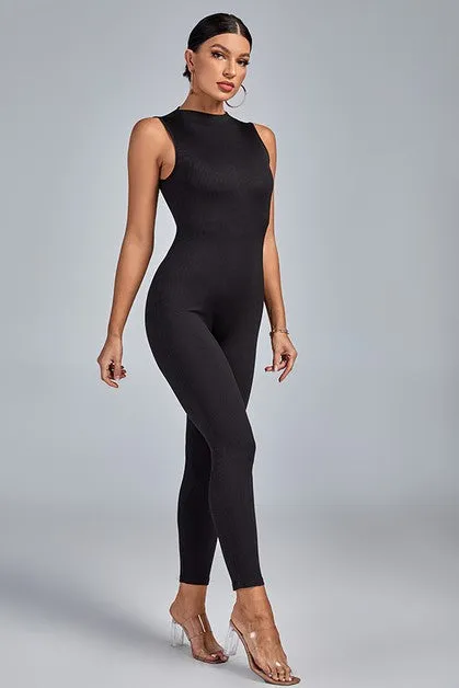 MB FASHION  Sleeveless High Neck Full-Length Jumpsuit 7367
