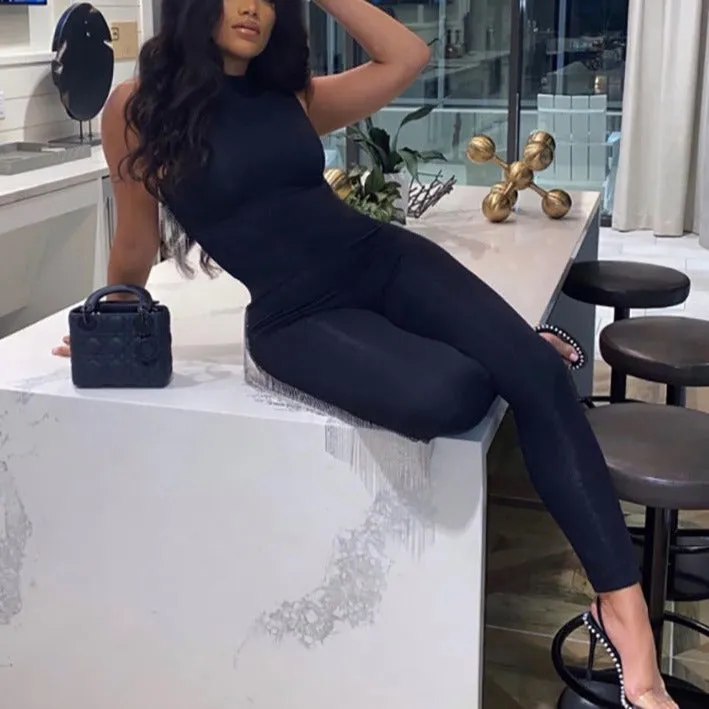 MB FASHION  Sleeveless High Neck Full-Length Jumpsuit 7367