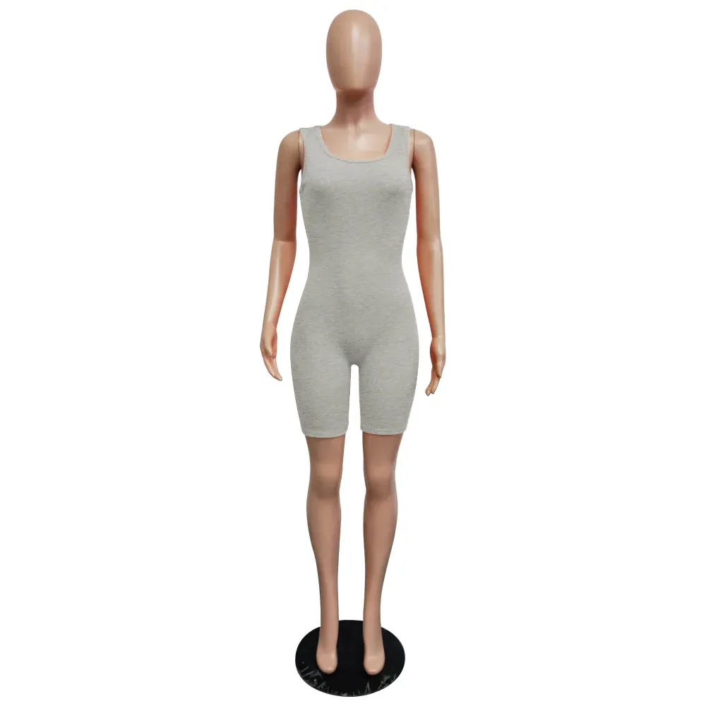 MB FASHION Sleeveless Ribbed Knit Fitted One-Piece Biker Jumpsuit 416-2