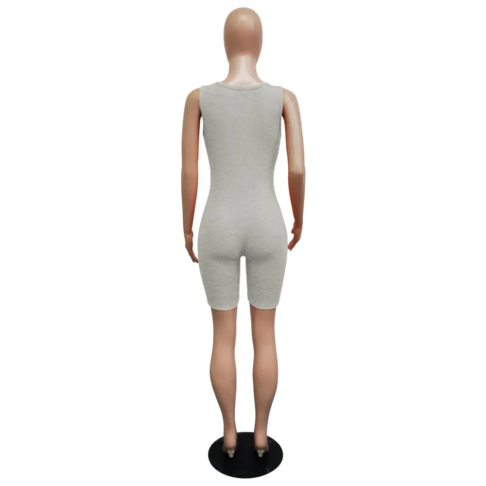 MB FASHION Sleeveless Ribbed Knit Fitted One-Piece Biker Jumpsuit 416-2