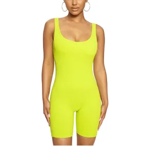 MB FASHION Sleeveless Ribbed Knit Fitted One-Piece Biker Jumpsuit 416-2