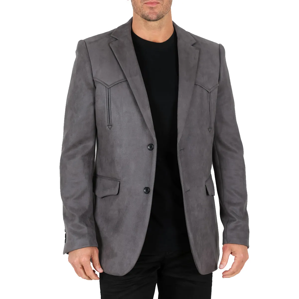 Men's Charcoal Double Button Blazer