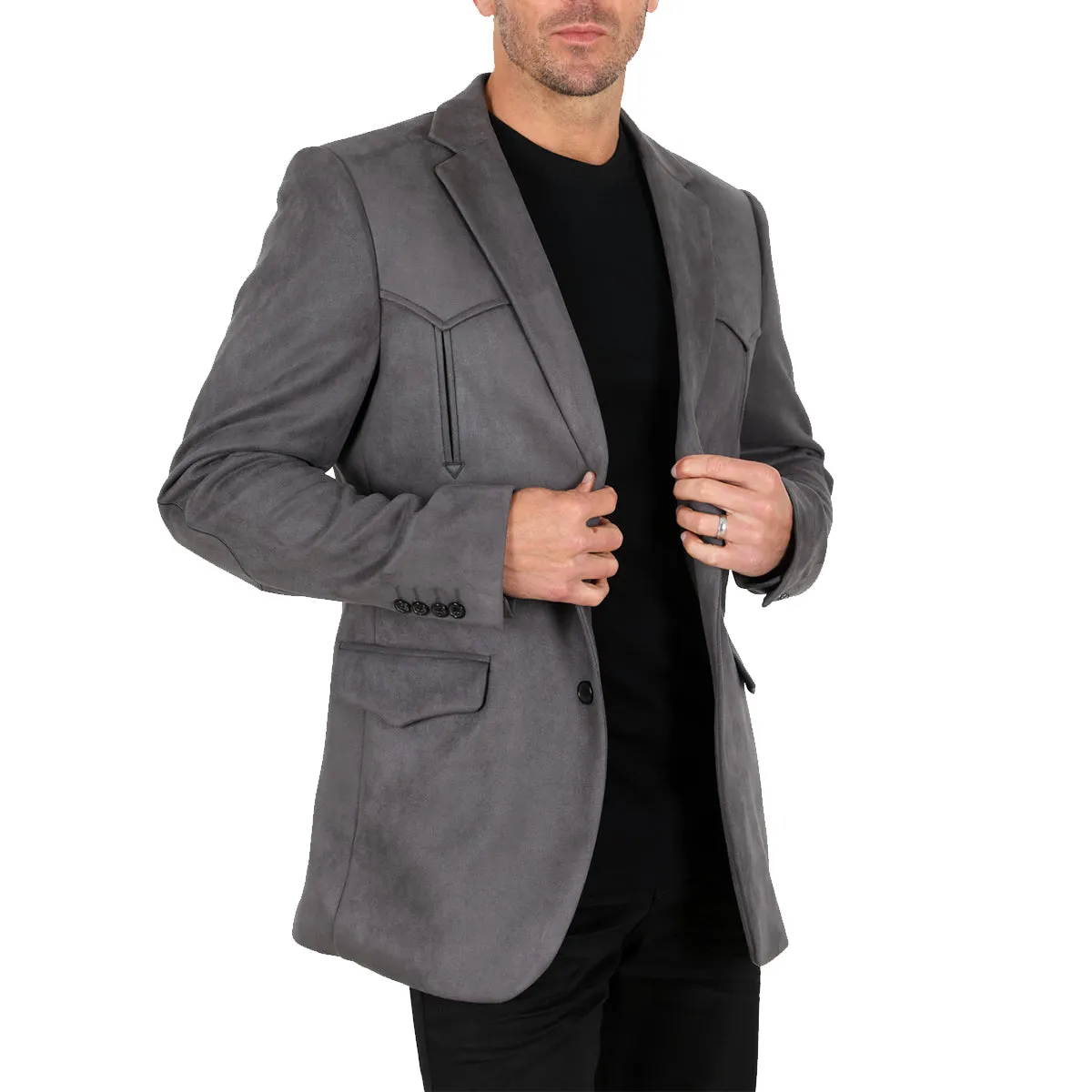 Men's Charcoal Double Button Blazer