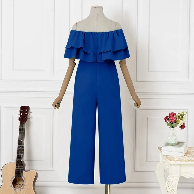 Off-Shoulder Ruffled Wideleg Rompers